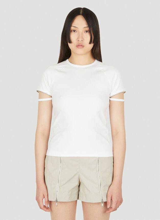 商品Helmut Lang|Zip Cuff Baby T-Shirt in White,价格¥417,第1张图片