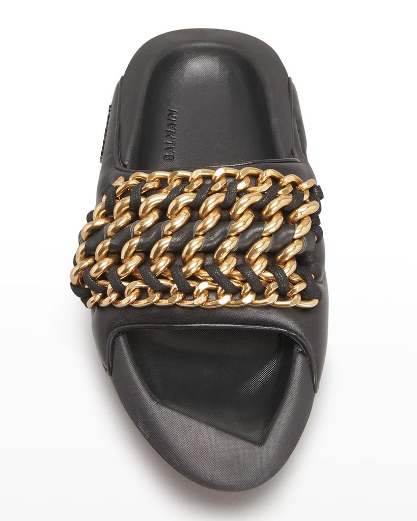 B It Quilted Leather Chain Slide Sandals商品第5张图片规格展示