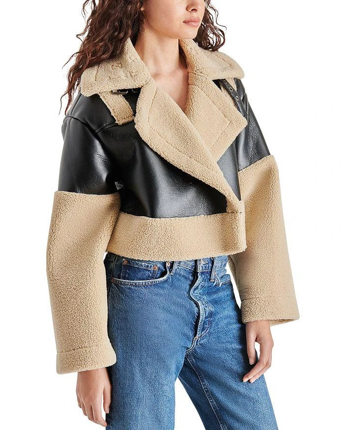 商品Steve Madden|Alaina Faux Leather & Faux Shearling Cropped Coat,价格¥317,第5张图片详细描述