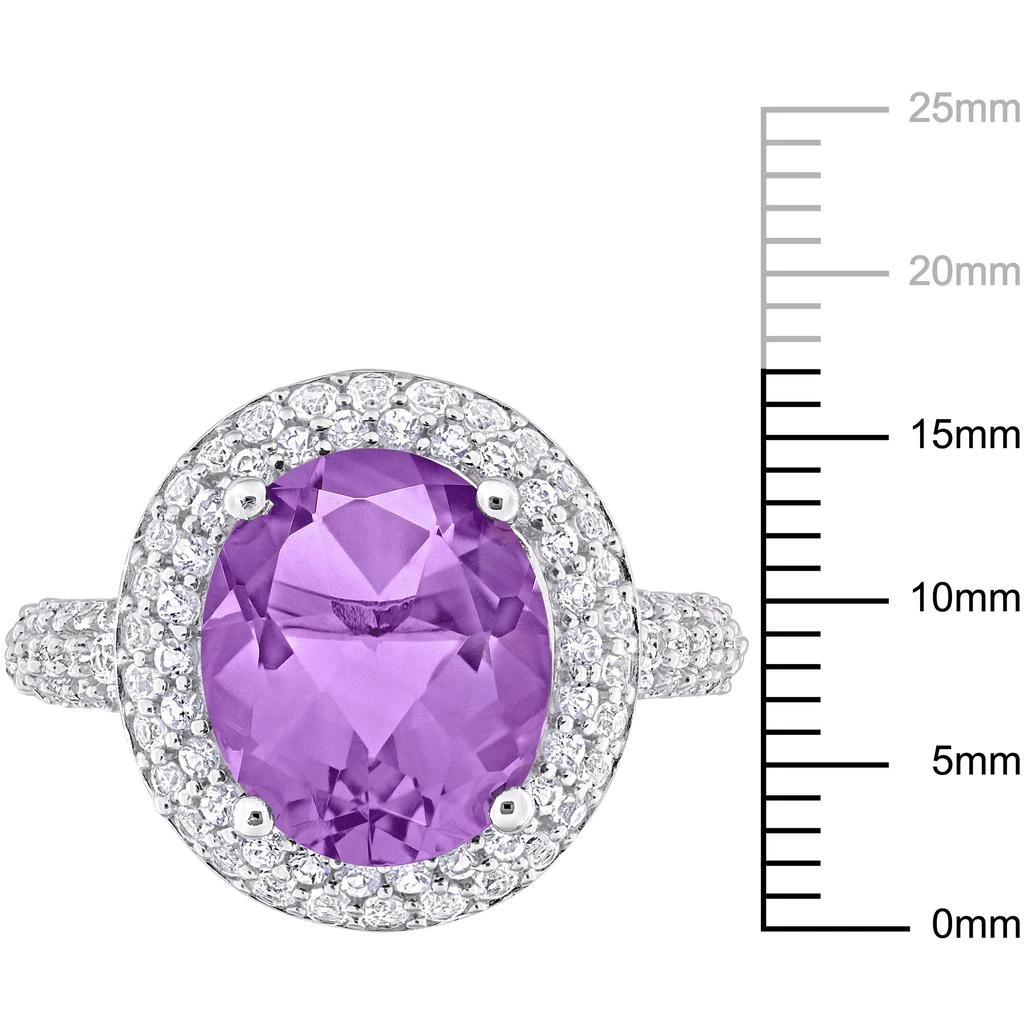 商品Mimi & Max|5 1/3ct TGW Oval-Cut Amethyst and White Topaz Double Halo Ring in Sterling Silver,价格¥787,第3张图片详细描述