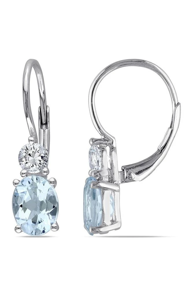 商品DELMAR|Sterling Silver Prong Set Sky Blue Topaz & Created White Sapphire Double Drop Earrings,价格¥450,第1张图片