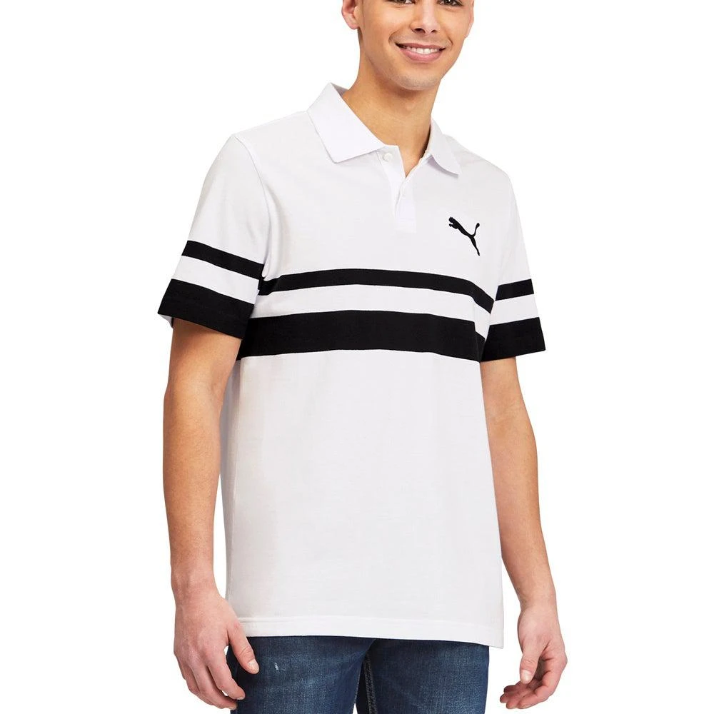 商品Puma|Essentials Striped Cat Short Sleeve Polo Shirt,价格¥151,第1张图片