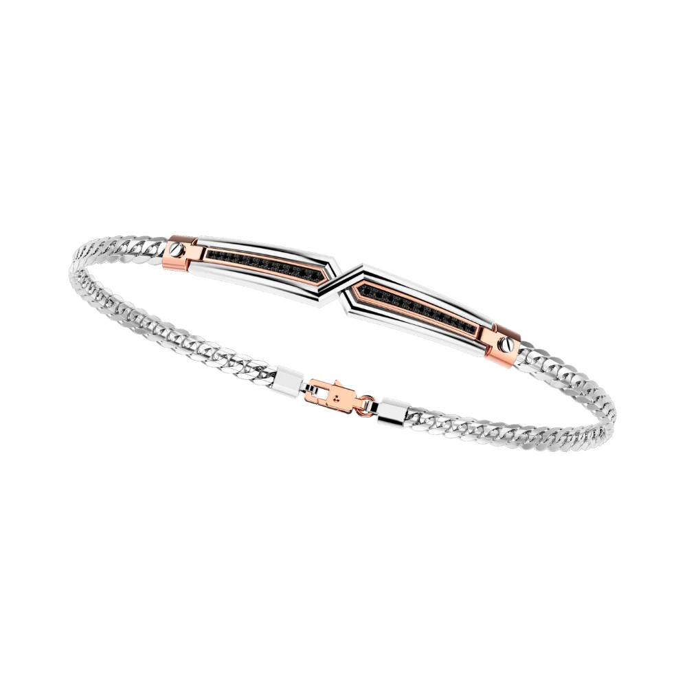 商品Zancan|18K rose and white gold bracelet with black diamonds.,价格¥18193,第1张图片