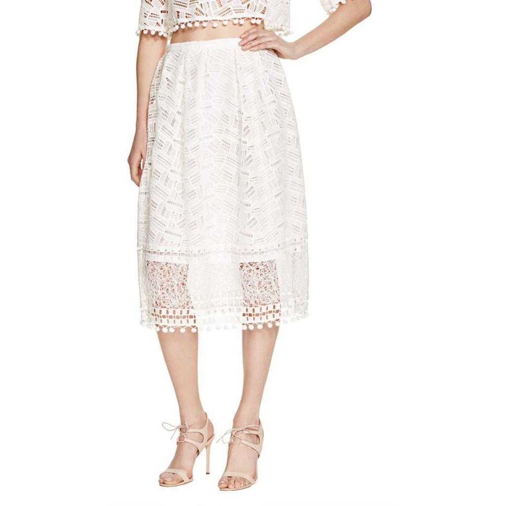 商品French Connection|French Connection Womens Pom-Pom Illusion Hem A-Line Skirt,价格¥184,第1张图片