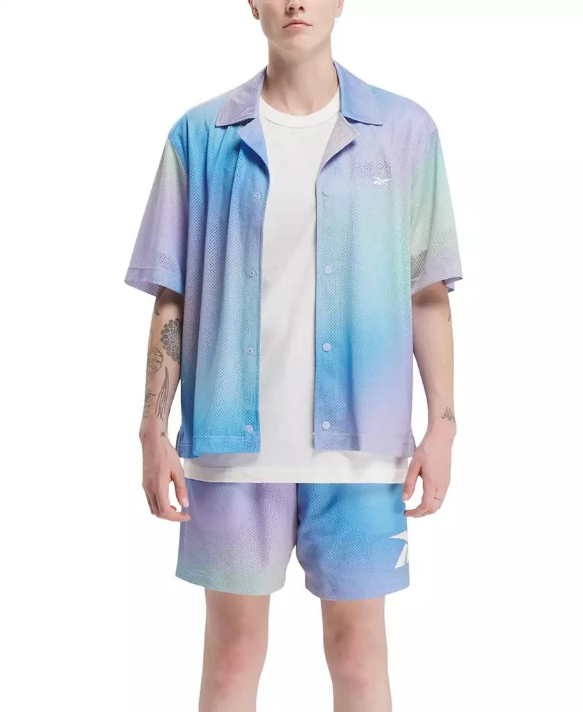 商品Reebok|Men's Classics Dopamine Snap Front Short Sleeve Mesh Shirt,价格¥185,第1张图片