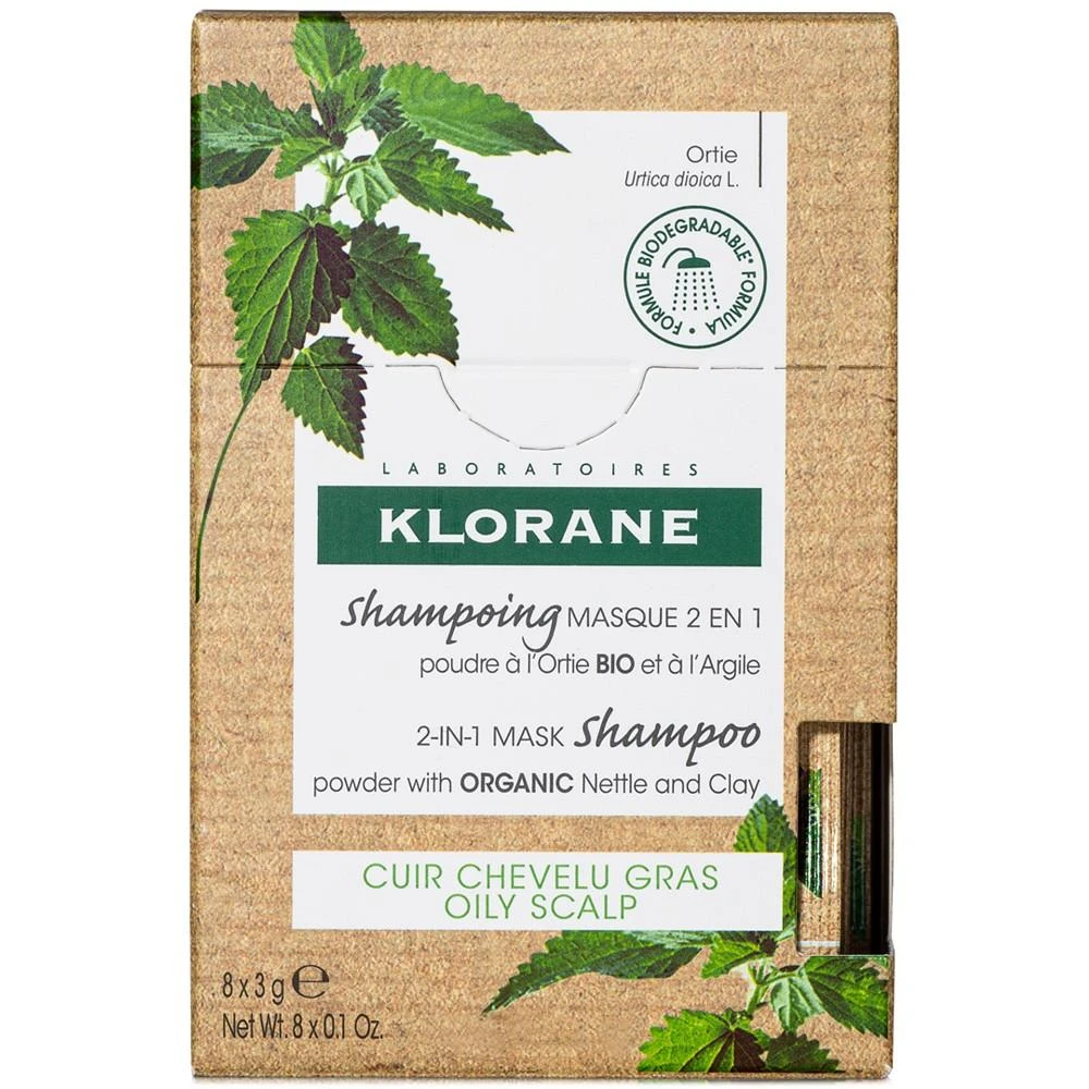 商品KLORANE|Oil Control 2-In-1 Mask Shampoo Powder With Nettle & Clay, 8-Pk.,价格¥137,第1张图片