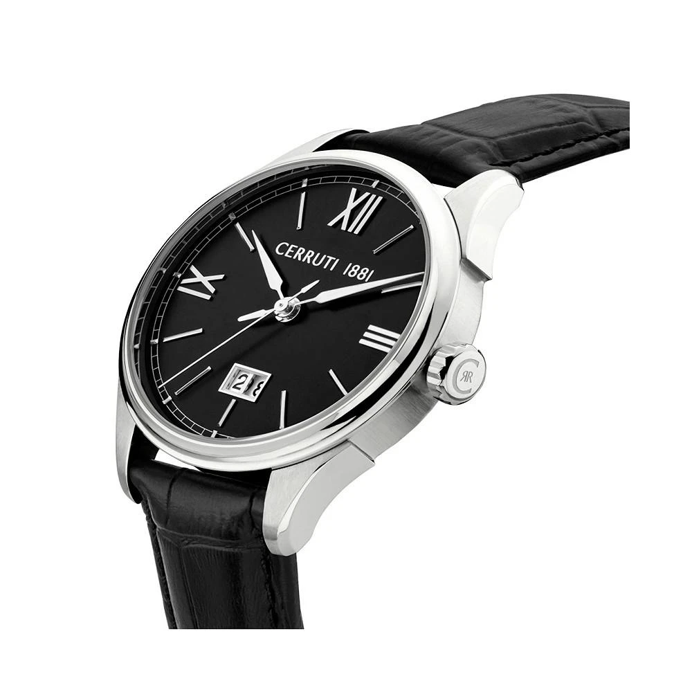 商品POLICE|Men's Farneto Collection Black Genuine Leather Strap Date Watch, 41mm,价格¥1725,第2张图片详细描述