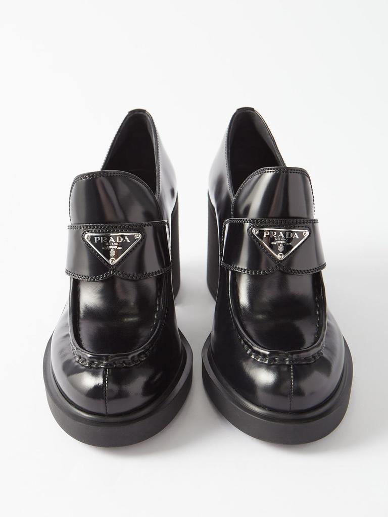 Triangle-logo 85 heeled leather loafers商品第5张图片规格展示