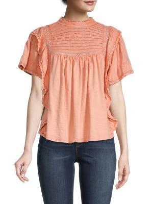 商品Free People|Ruffled Lace-Trimmed Cotton Top,价格¥263,第1张图片