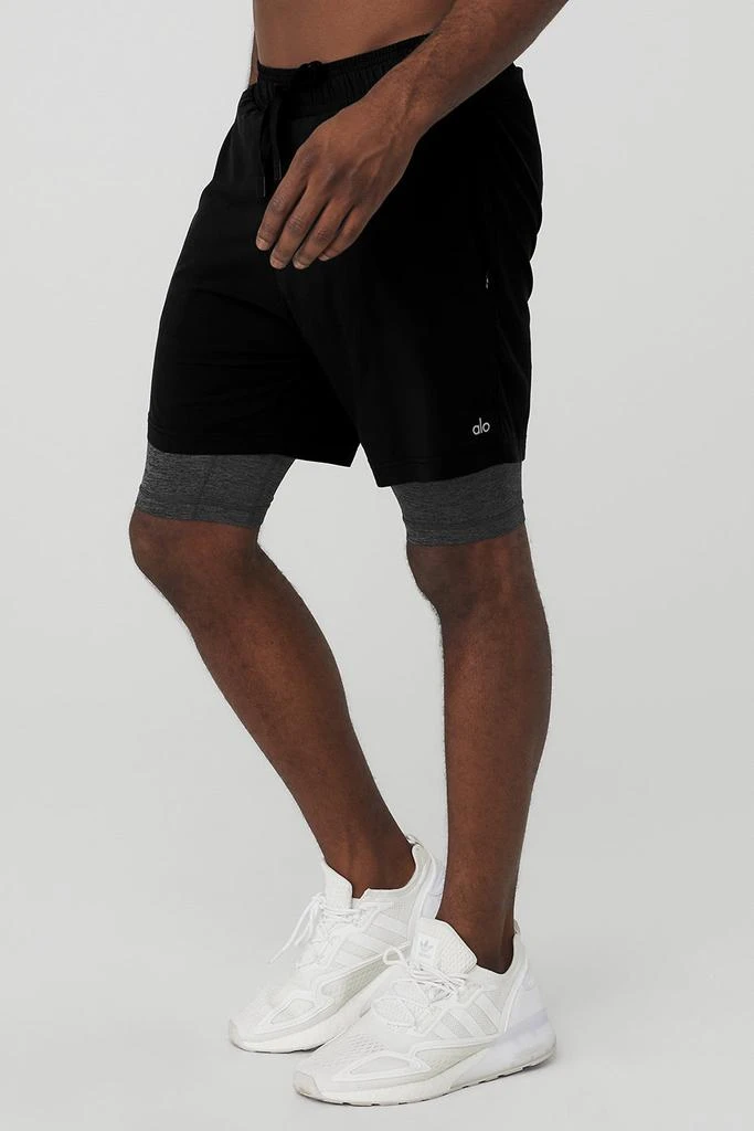 商品Alo|7" Unity 2-In-1 Short - Black/Dark Grey Marl,价格¥735,第3张图片详细描述