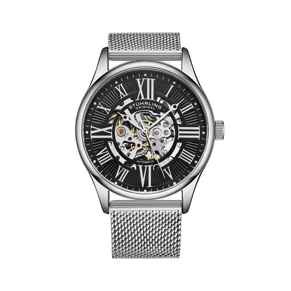 商品Stuhrling|Men's Silver Tone Stainless Steel Bracelet Watch 42mm,价格¥1314,第1张图片