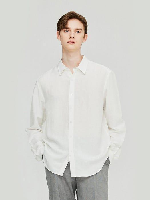 商品THE KNIT COMPANY|Semi-oversized Linen Shirt Offwhite,价格¥502,第1张图片