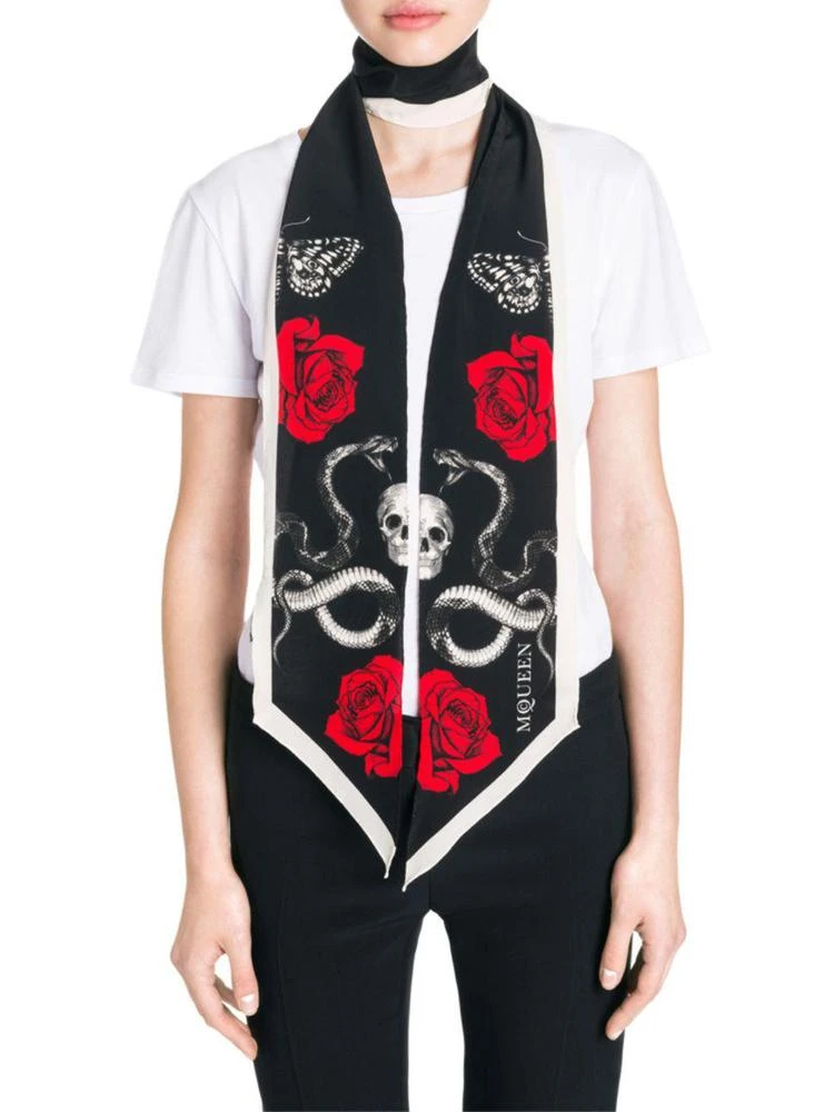 商品Alexander McQueen|Snake & Roses Scarf,价格¥607,第1张图片