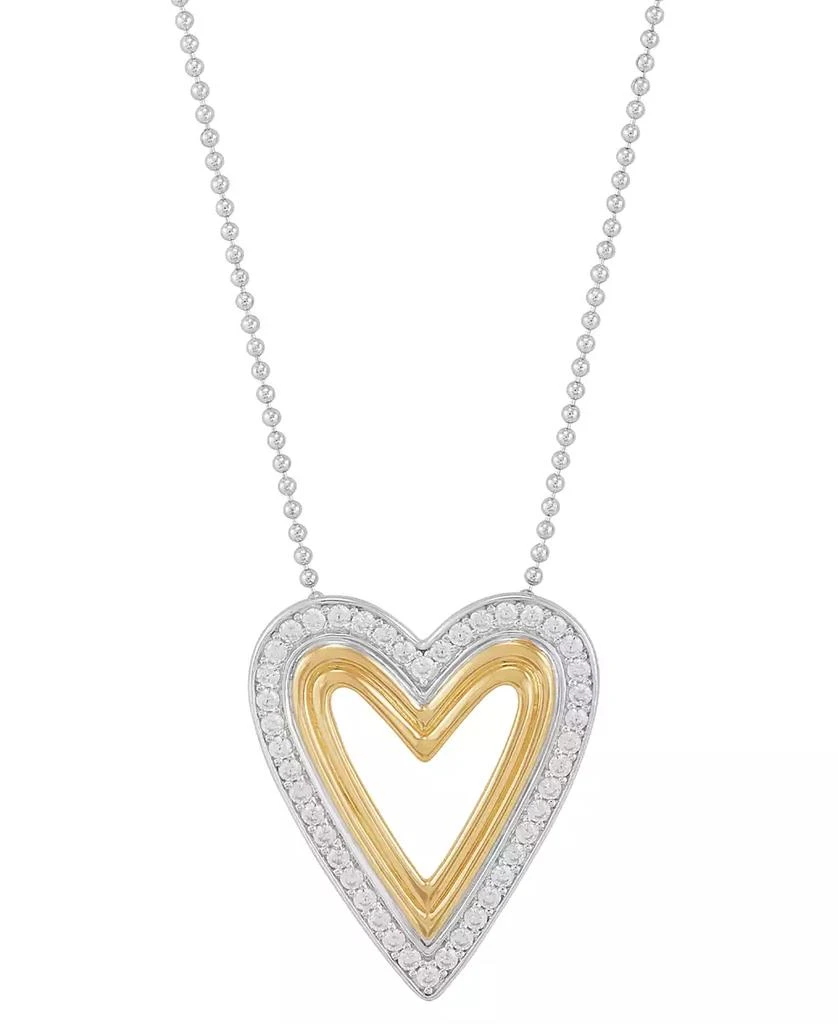 商品Macy's|Cubic Zirconia Heart 18" Pendant Necklace in Sterling Silver & 14k Gold-Plate,价格¥391,第1张图片
