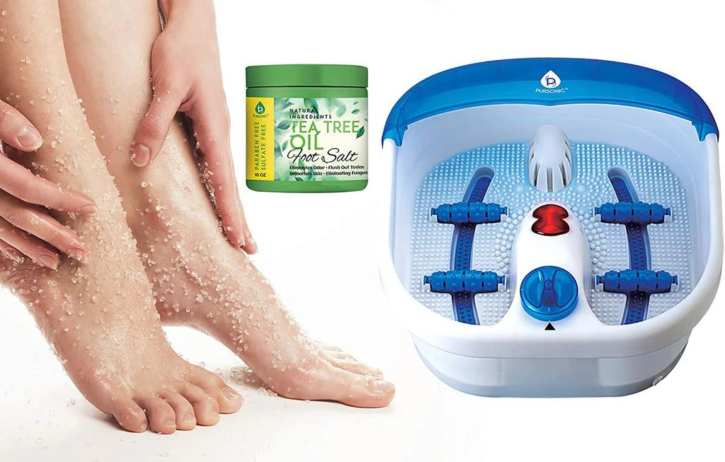 商品PURSONIC|Foot Spa Massager with Vibrating Bubbles & Tea Tree Oil Foot Salt Scrub with Epsom Salt 10oz Gift Set, Melts Away Stress and Revitalizes Tired Feet (Heating Function),价格¥556,第2张图片详细描述