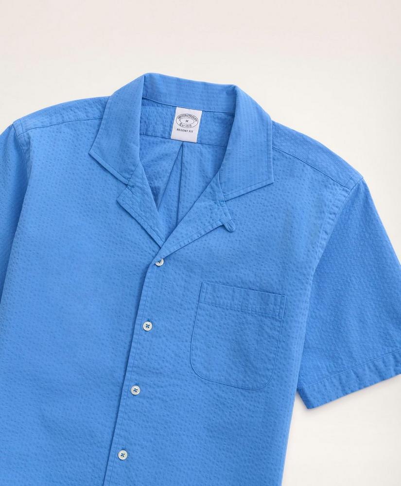 Regent Regular-Fit Sport Shirt, Camp Collar Short-Sleeve Seersucker商品第6张图片规格展示
