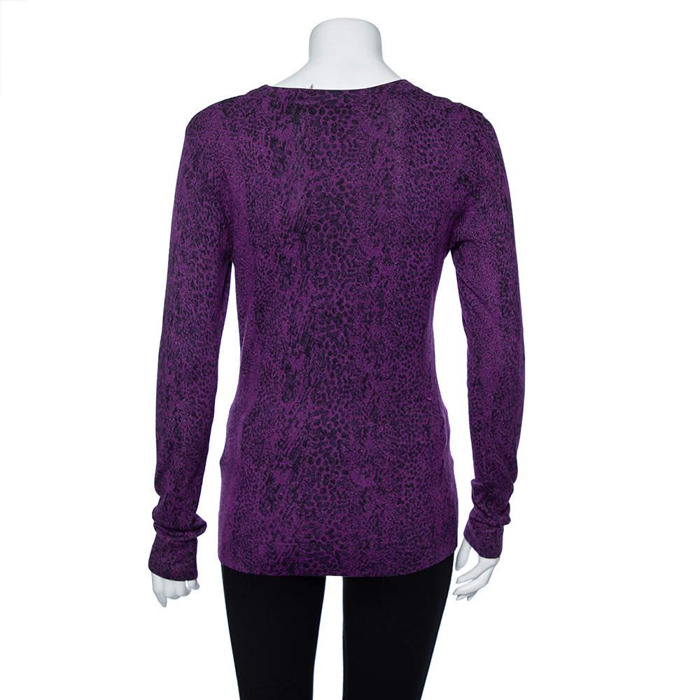 Diane Von Furstenberg Purple Animal Print Knit Neva Top S商品第3张图片规格展示