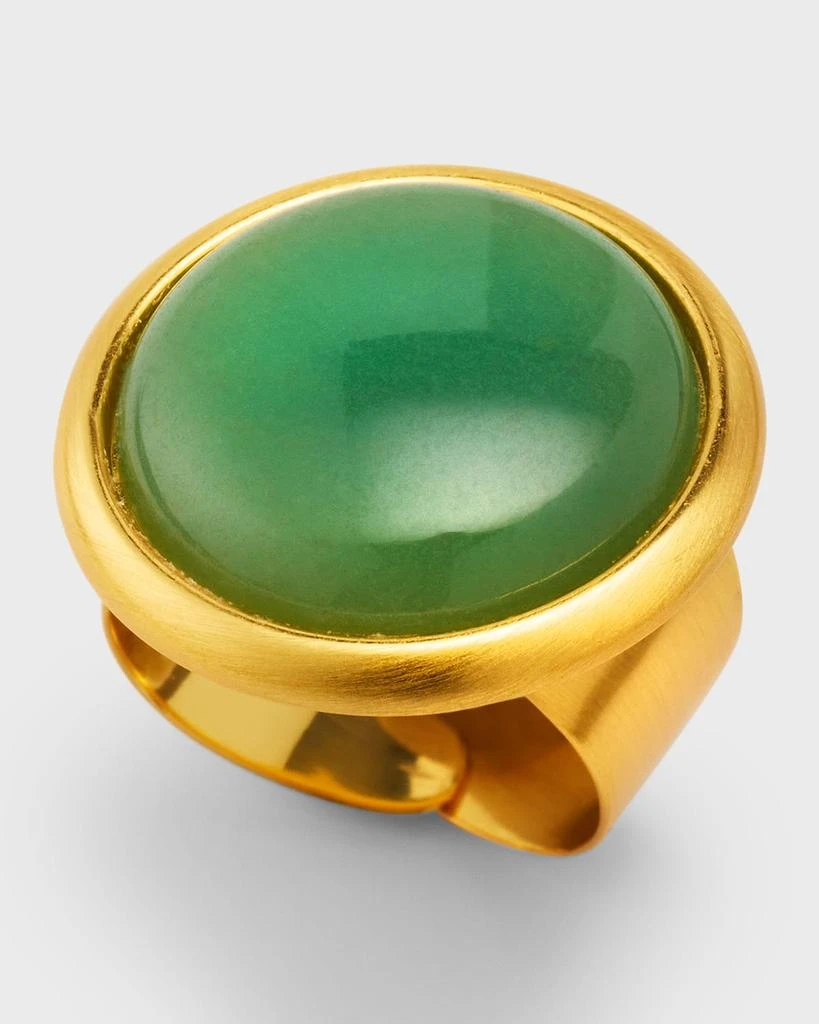 商品NEST Jewelry|Brushed Gold-Plated Jade Aventurine Adjustable Ring,价格¥966,第3张图片详细描述