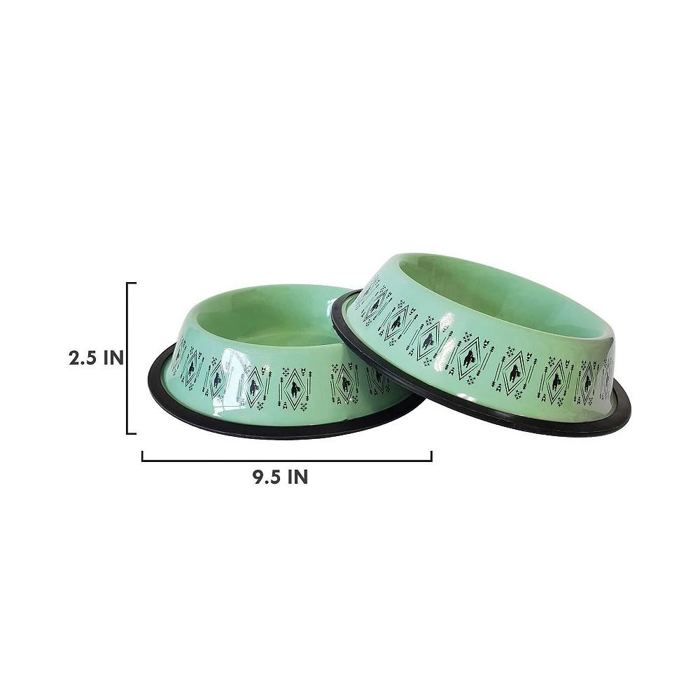商品JoJo Modern Pets|Eco-friendly Non Skid Boho Stainless Steel Dog Bowl - Mint,价格¥97,第3张图片详细描述