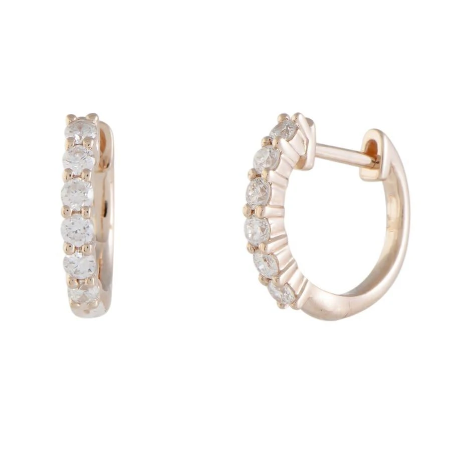 商品LB Exclusive|.50ct Small 14K Rose Gold 6 Diamond Tiny Round Hoop Earrings,价格¥4344,第1张图片