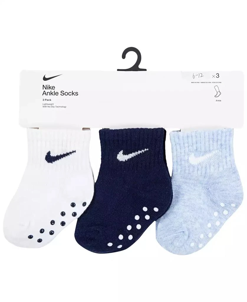 商品NIKE|Baby Boys or Baby Girls Core Ankle Gripper Socks, Pack of 3,价格¥95,第1张图片