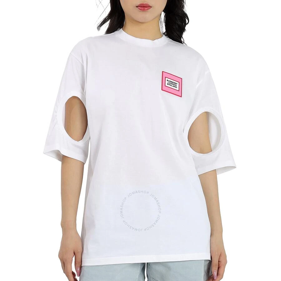 商品Burberry|Optic White Oversized Cut-out Sleeves T-shirt,价格¥1011,第2张图片详细描述