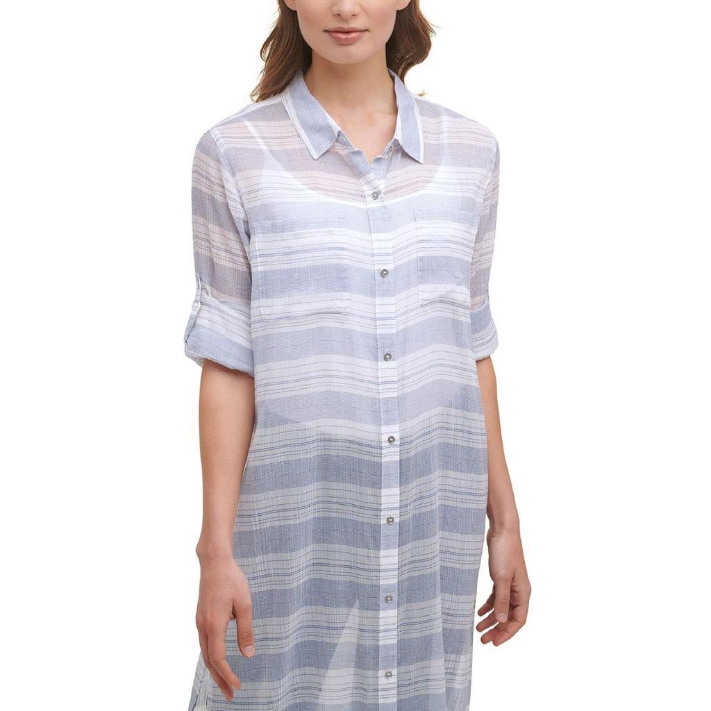 商品Calvin Klein|Womens Sheer Midi Shirtdress,价格¥242-¥332,第4张图片详细描述