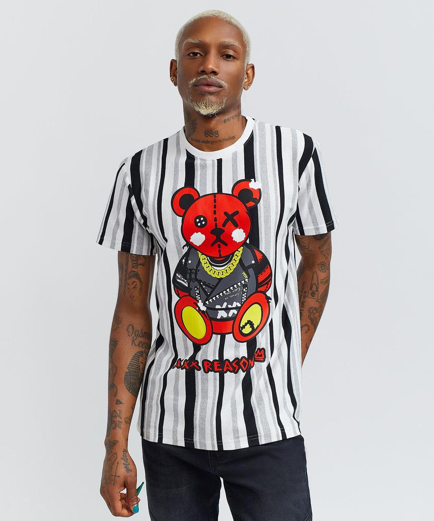 Punk Teddy Stripe Graphic Tee商品第4张图片规格展示