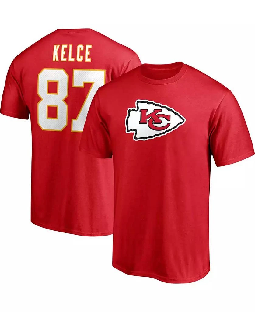 商品Fanatics|Men's Travis Kelce Red Kansas City Chiefs Player Icon Name and Number T-shirt,价格¥274,第1张图片