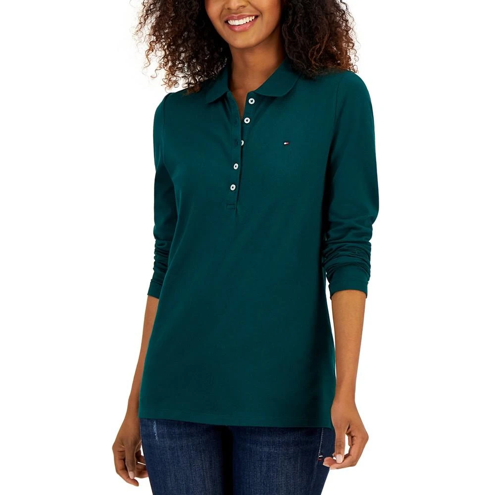 商品Tommy Hilfiger|Women's Logo Long-Sleeve Polo Shirt,价格¥192,第1张图片