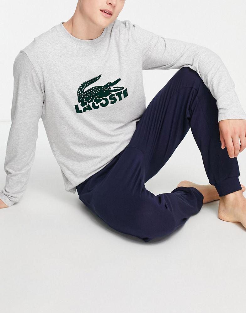 Lacoste logo 2 piece lounge pyjamas in navy商品第3张图片规格展示