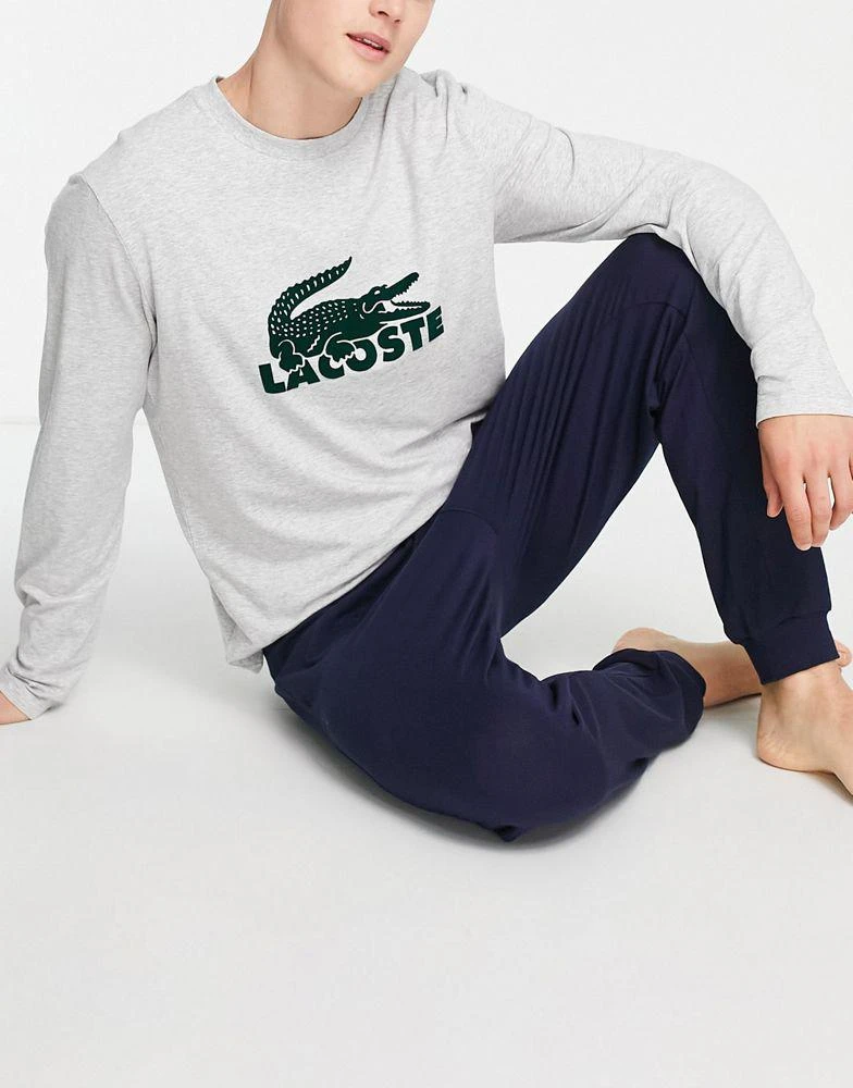 商品Lacoste|Lacoste logo 2 piece lounge pyjamas in navy,价格¥729,第3张图片详细描述