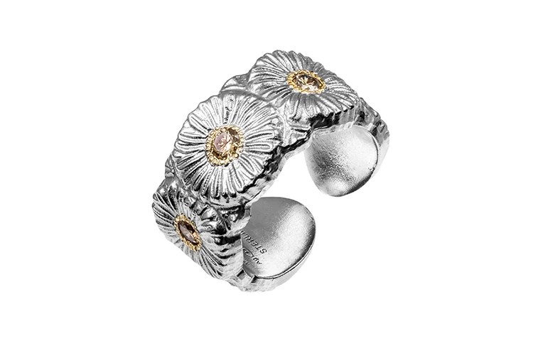 商品[国内直发] Buccellati|布契拉提 BLOSSOMS系列 雏菊 纯银彩钻 戒指 男女同款情侣款 银色,价格¥5734,第3张图片详细描述