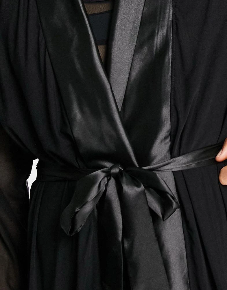 商品ASOS|ASOS DESIGN co-ord robe in black mesh,价格¥176,第4张图片详细描述