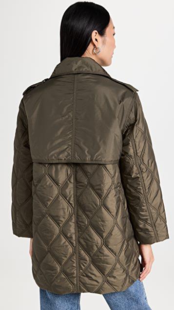 厚织尼龙布料绗缝夹克商品第3张图片规格展示