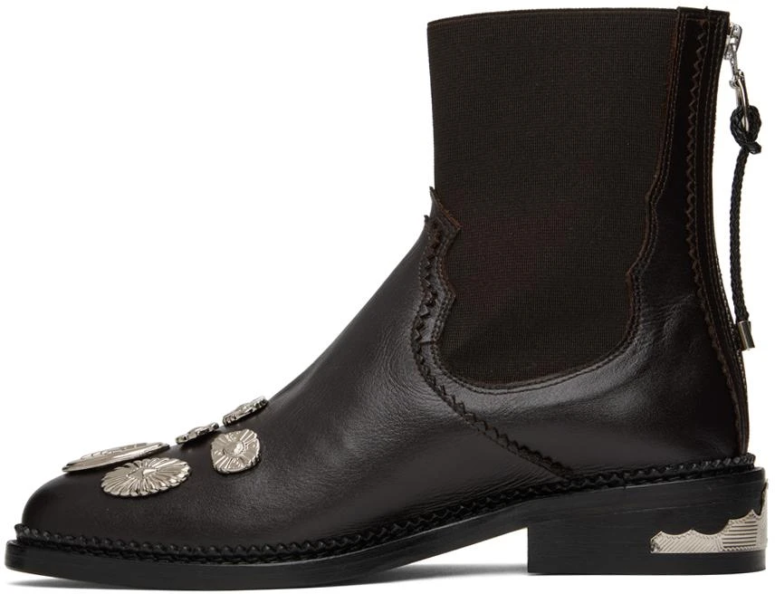 商品Toga Pulla|SSENSE Exclusive Brown Embellished Ankle Boots,价格¥1371,第3张图片详细描述