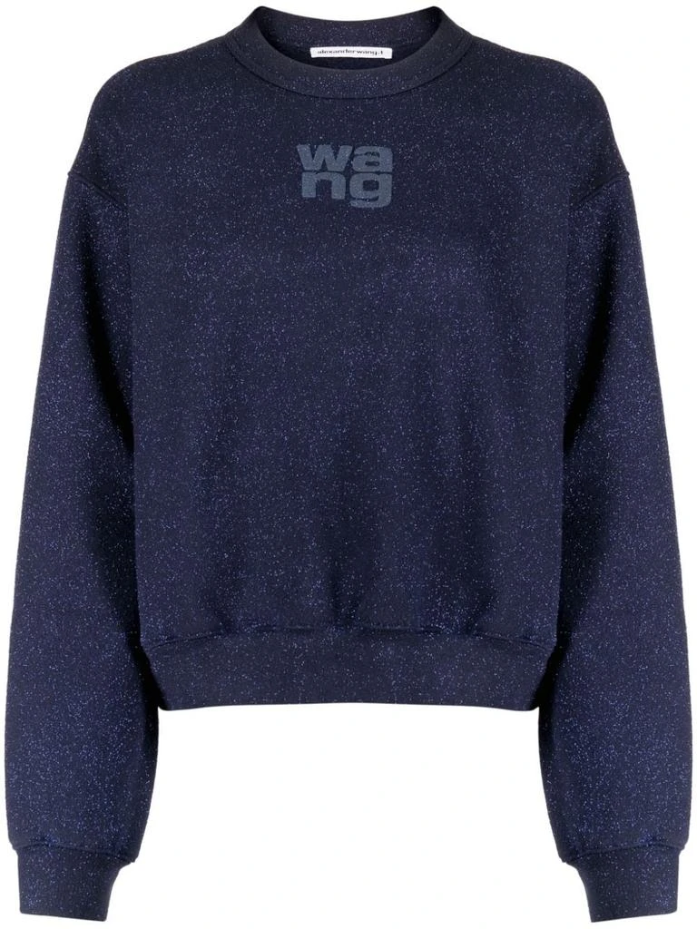 商品Alexander Wang|T BY ALEXANDER WANG WOMEN GLITTER ESSENTIAL TERRY SWEATSHIRT WITH PUFF LOGO,价格¥1555,第5张图片详细描述