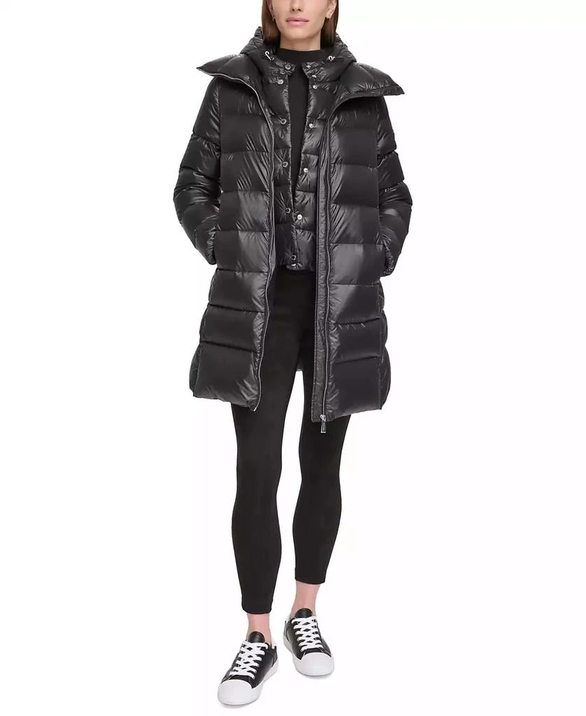 Women's Shine Bibbed Hooded Packable Puffer Coat, Created for Macy's 商品