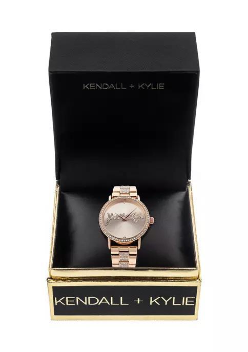 商品KENDALL & KYLIE|Rose Gold Tone Metal Analog Watch with Bedazzled Logo,价格¥558,第6张图片详细描述