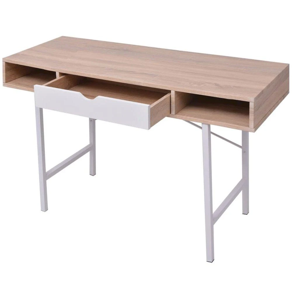 商品vidaXL|Desk with 1 Drawer Oak and White , 20135,价格¥1286,第3张图片详细描述