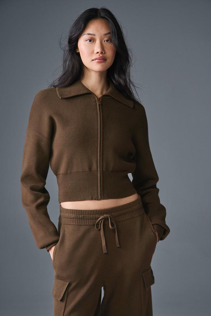 Alo ヘイジー モックネック プルオーバー Sサイズ Espresso Hazy Mock Neck Pullover - Espresso | ALO