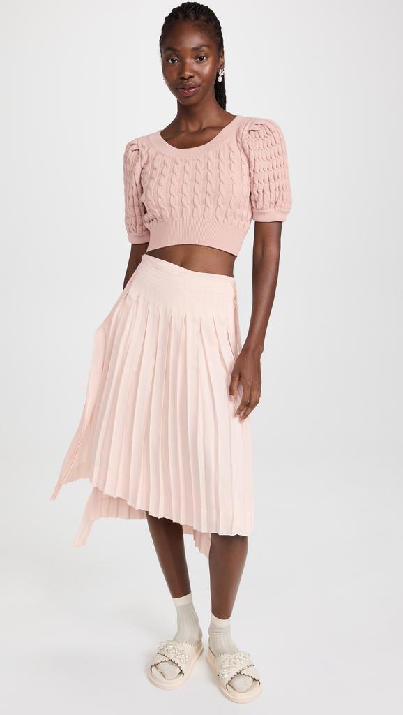 Simone Rocha 裥褶围裙式中长半身裙商品第5张图片规格展示