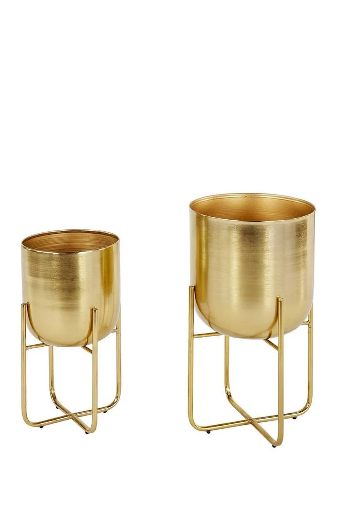 商品VIVIAN LUNE HOME|Goldtone Metal Contemporary Planter with Removable Stand - Set of 2,价格¥641,第1张图片