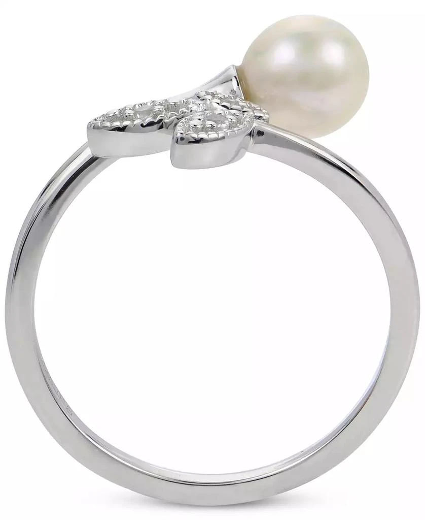 商品Macy's|Cultured Freshwater Pearl (6mm) & Lab-Created White Sapphire (1/20 ct. t.w.) Bypass Ring in Sterling Silver,价格¥675,第3张图片详细描述