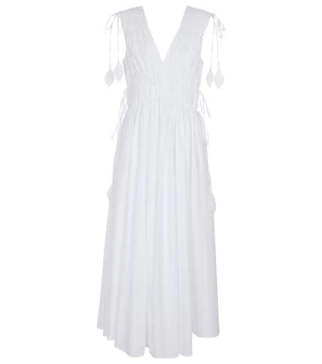 商品Tory Burch|抽褶棉质府绸加长连衣裙,价格¥3427,第1张图片