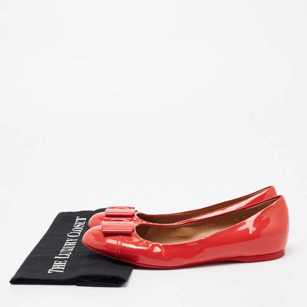 Salvatore Ferragamo Coral Pink Patent Leather Degrade Ballet Flat Size 39.5 商品