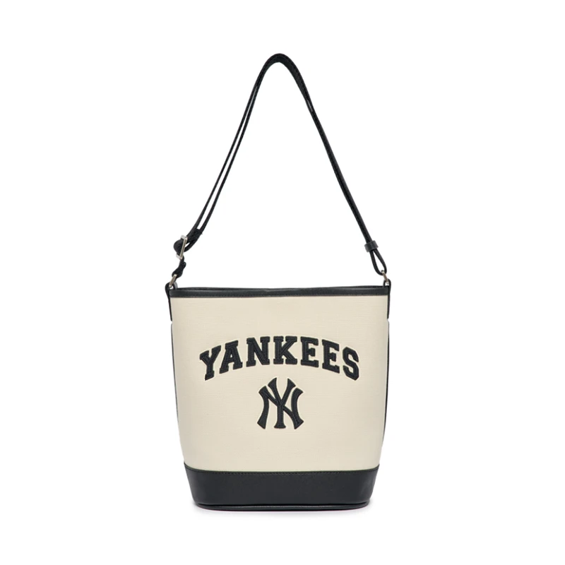 商品MLB|【享贝家】ZY- MLB 字母Logo休闲水桶包斜挎单肩包 男女同款 奶油黑 3ABMS093N-50CRD,价格¥675,第1张图片