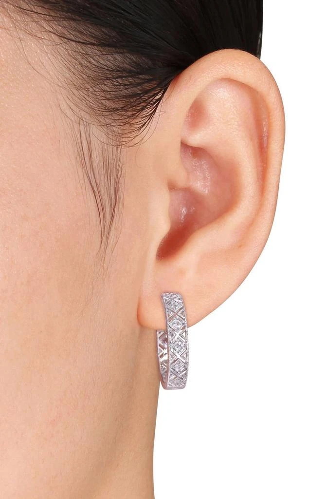 商品DELMAR|Sterling Silver White Sapphire Textured Hoop Earrings,价格¥1412,第2张图片详细描述
