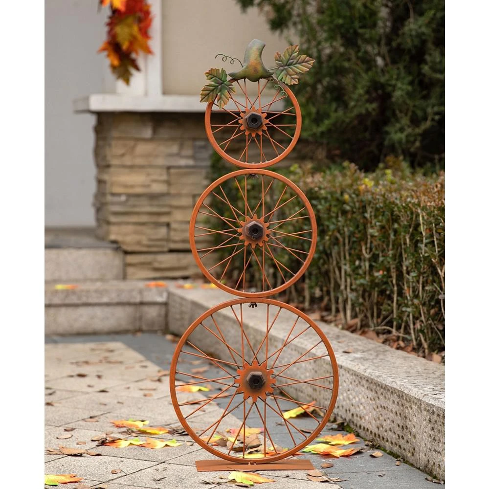 Fall Metal Bicycle Wheel Pumpkin Porch Decor, 33.75'' 商品