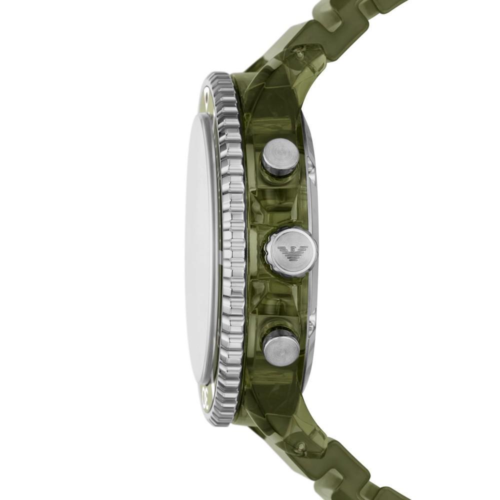 商品Emporio Armani|Men's Chronograph Olive Polyurethane Strap Watch 44mm,价格¥2051,第4张图片详细描述